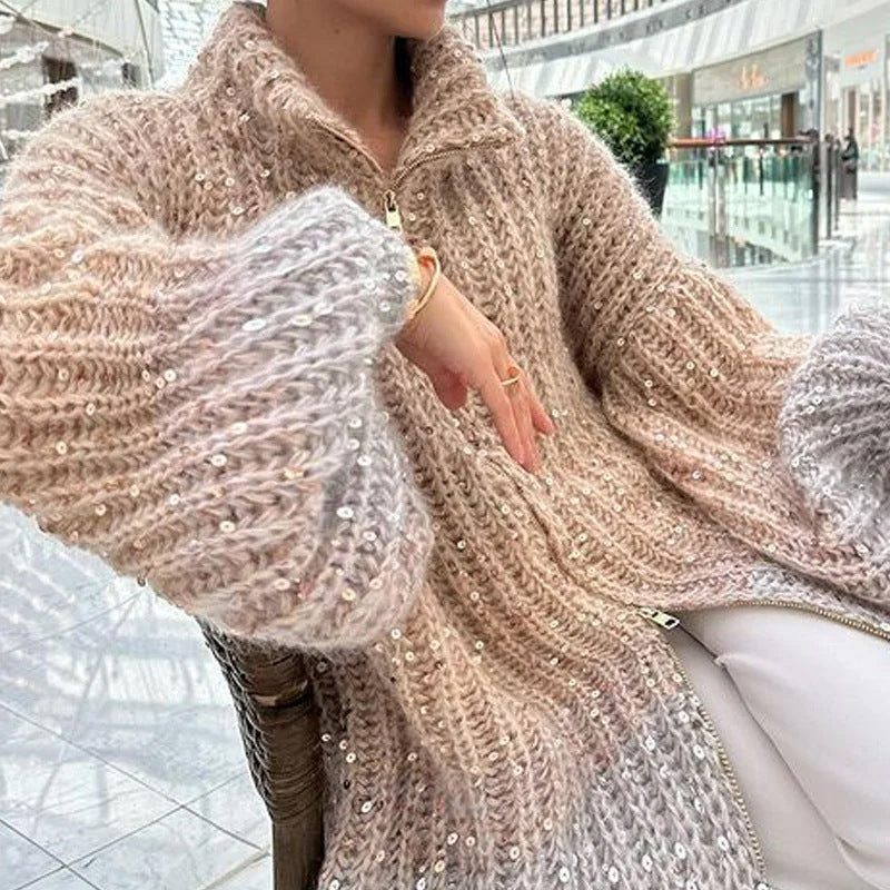 Manteau en tricot de conception de paillettes