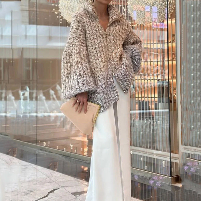 Manteau en tricot de conception de paillettes