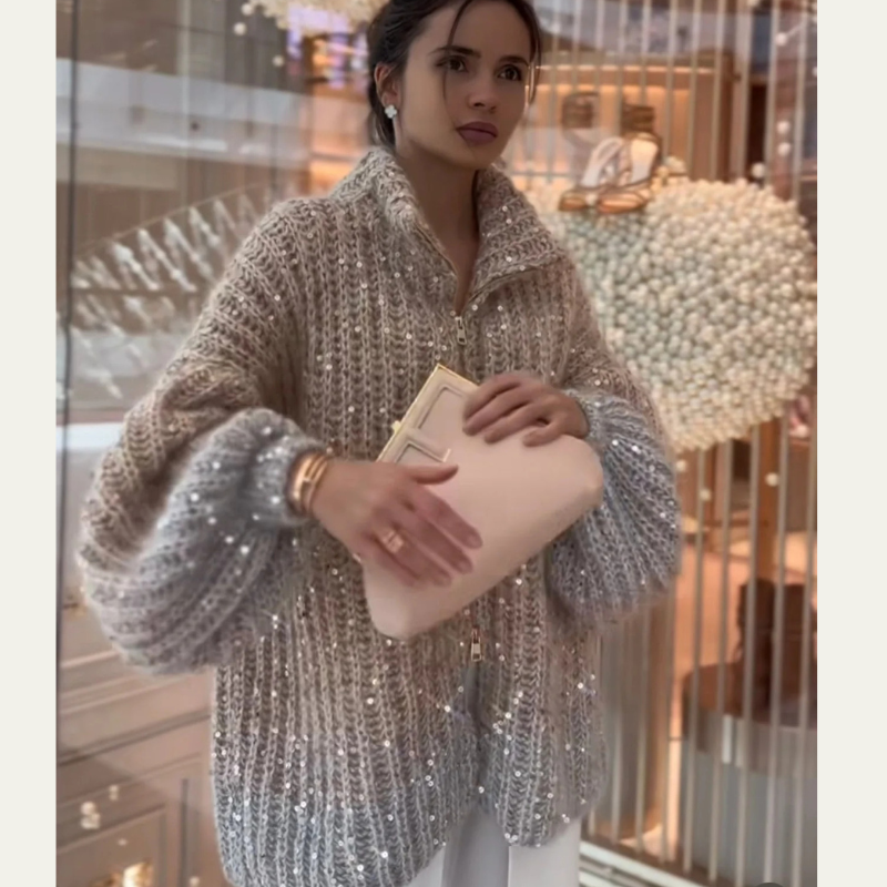 Manteau en tricot de conception de paillettes