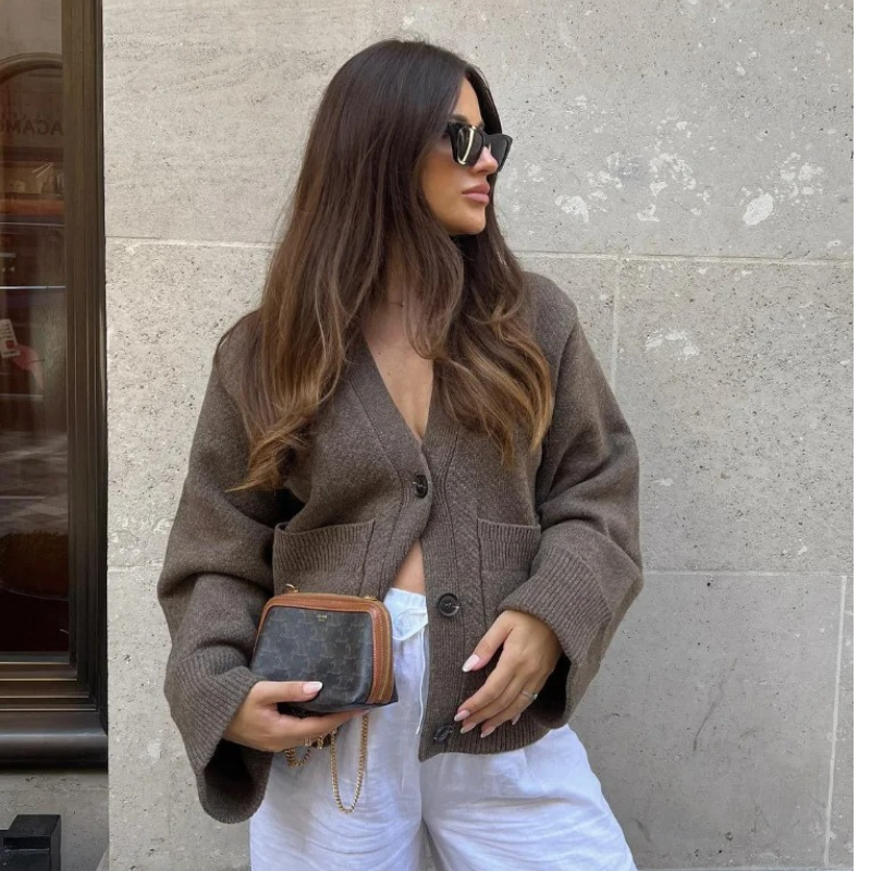 Manteau pull gluant doux