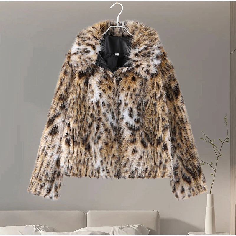 Manteau léopard femme chaud stylé