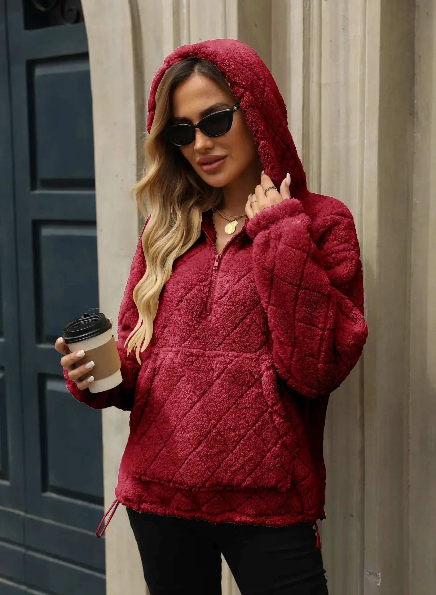 Sweat à capuche en polaire pour femme