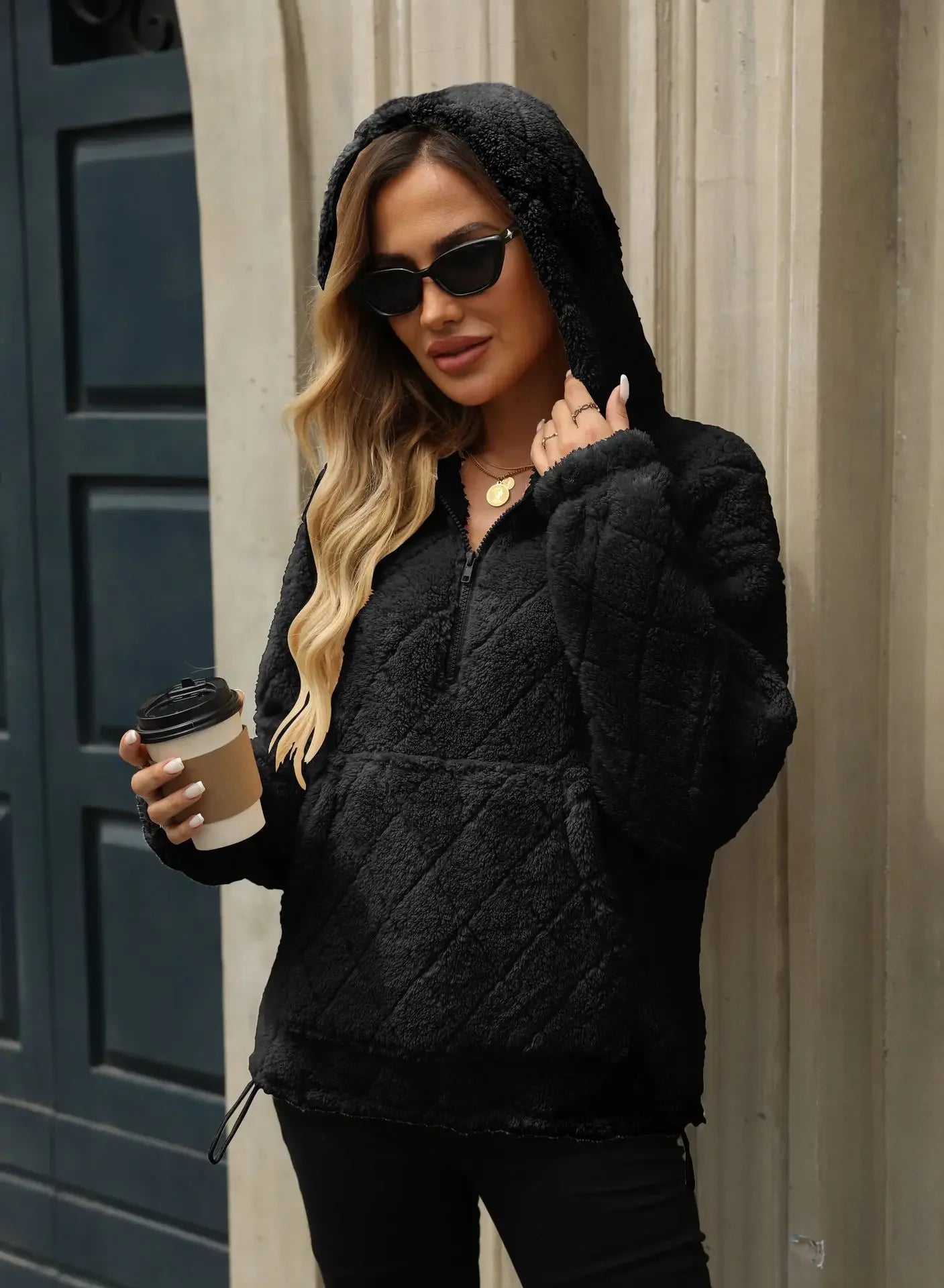 Sweat à capuche en polaire pour femme