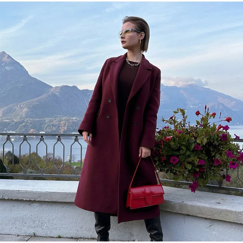 Manteau long en laine mélangée