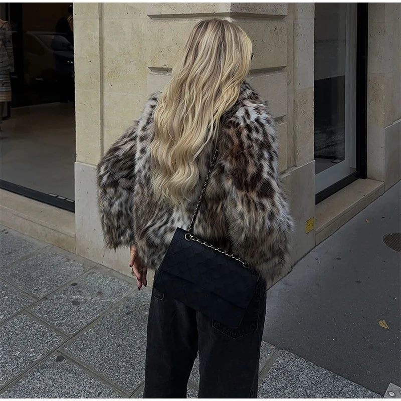 Manteau léopard femme chaud stylé