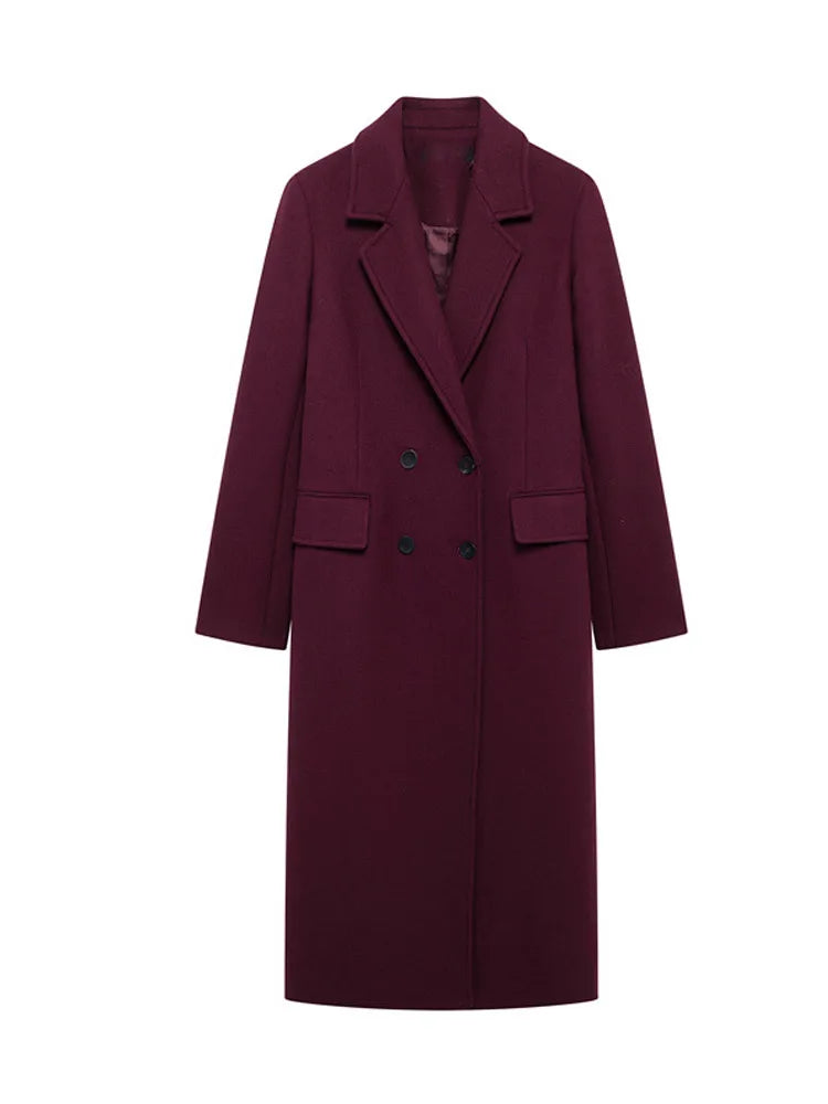 Manteau long en laine mélangée
