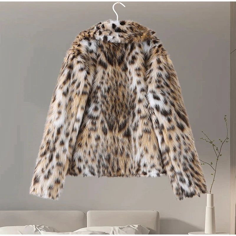 Manteau léopard femme chaud stylé