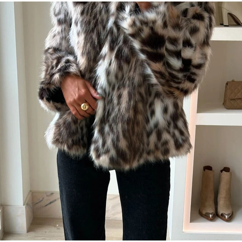 Manteau léopard femme chaud stylé