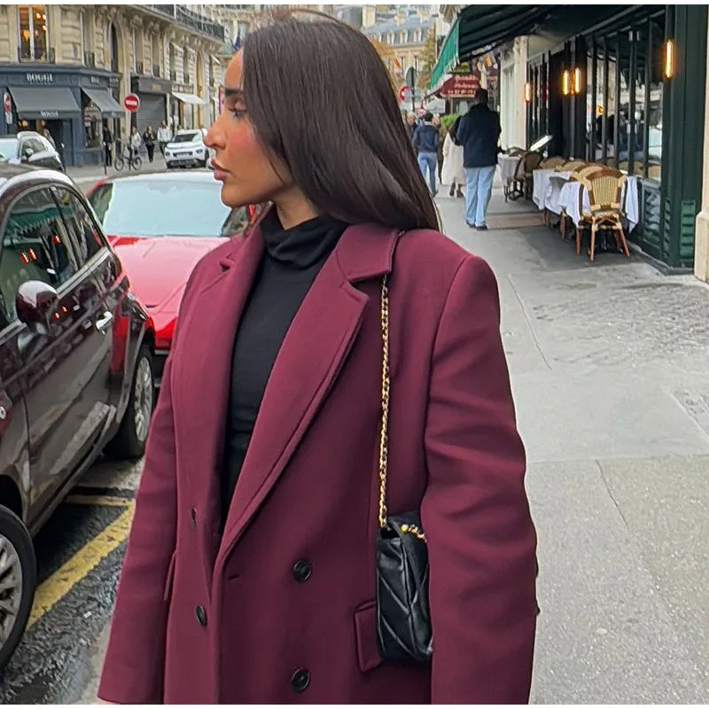 Manteau long en laine mélangée