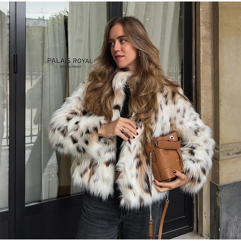 Manteau léopard femme chaud stylé