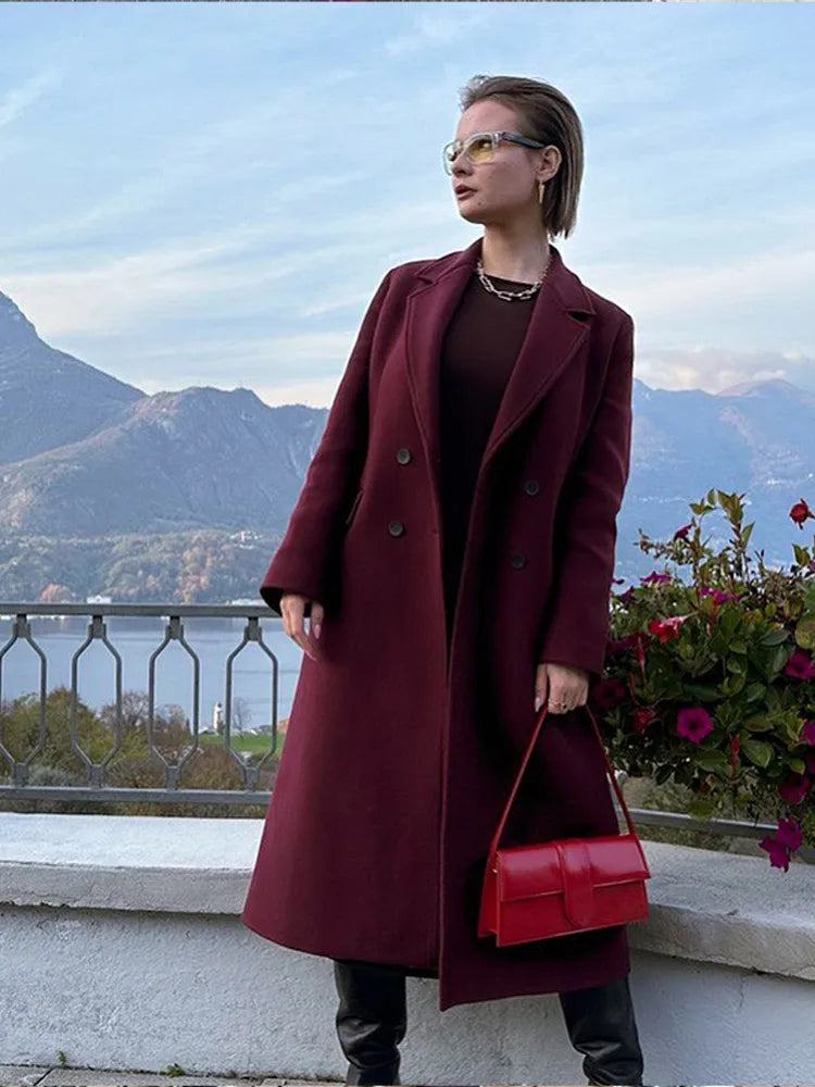 Manteau long en laine mélangée