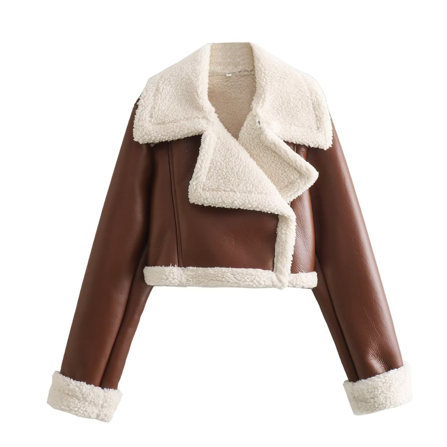 Manteau court intégré en fourrure tendance