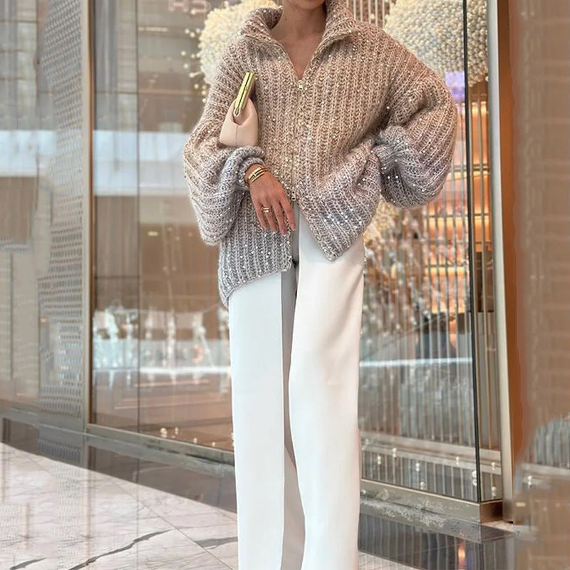 Manteau en tricot de conception de paillettes