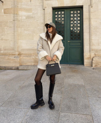 Manteau cuir fourrure chic