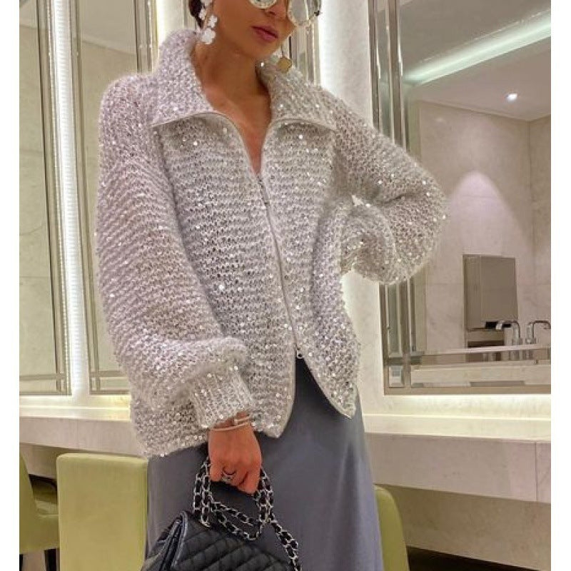 Manteau en tricot de conception de paillettes