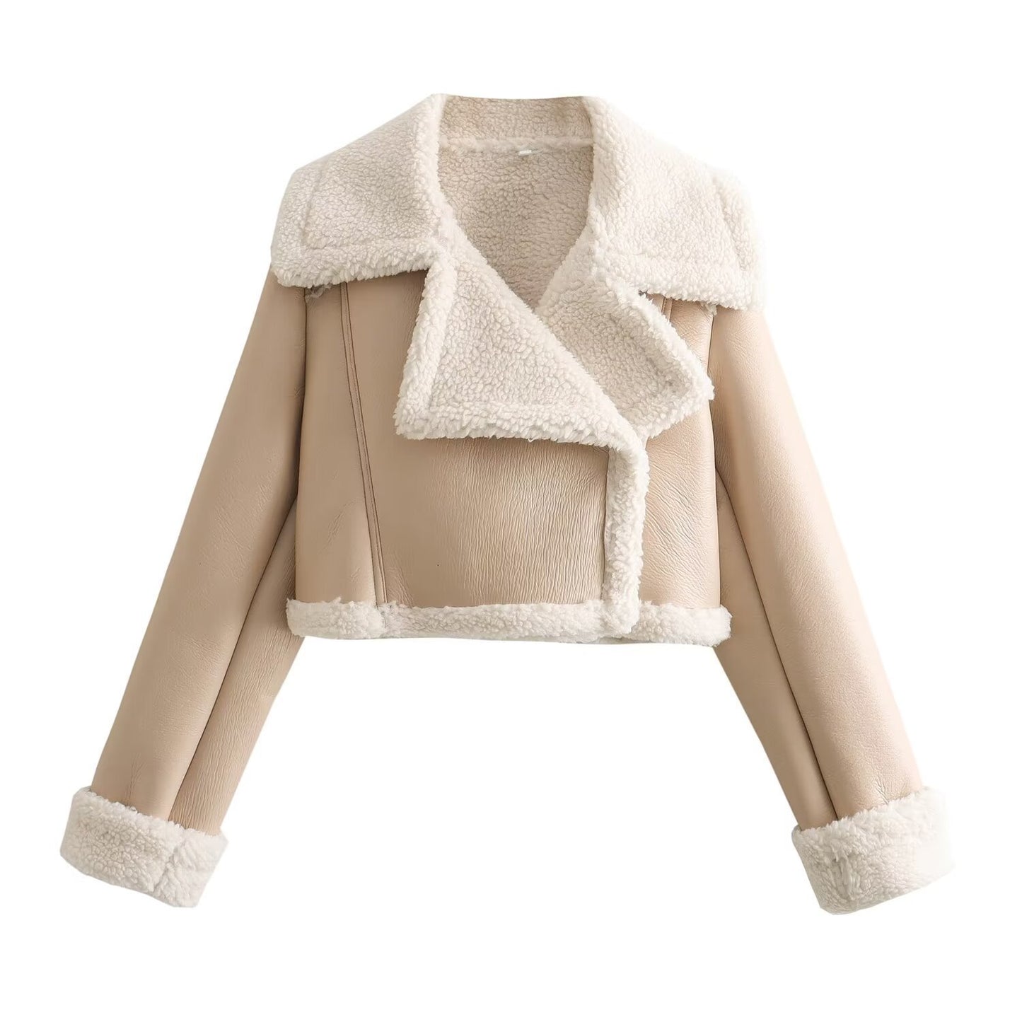 Manteau court intégré en fourrure tendance