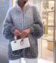 Manteau en tricot de conception de paillettes