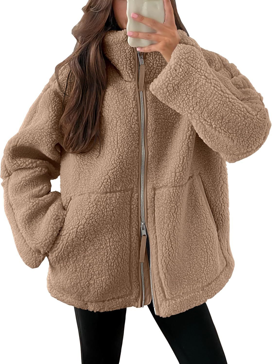 Manteau d'hiver à revers zippé avec poches