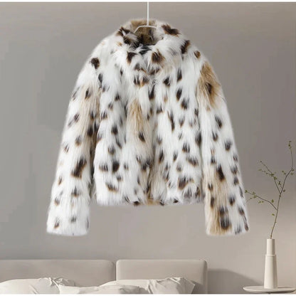 Manteau léopard femme chaud stylé