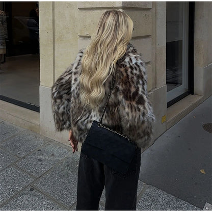 Manteau léopard femme chaud stylé