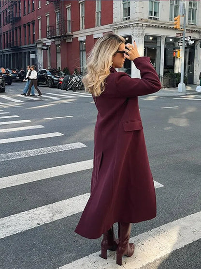 Manteau long en laine mélangée