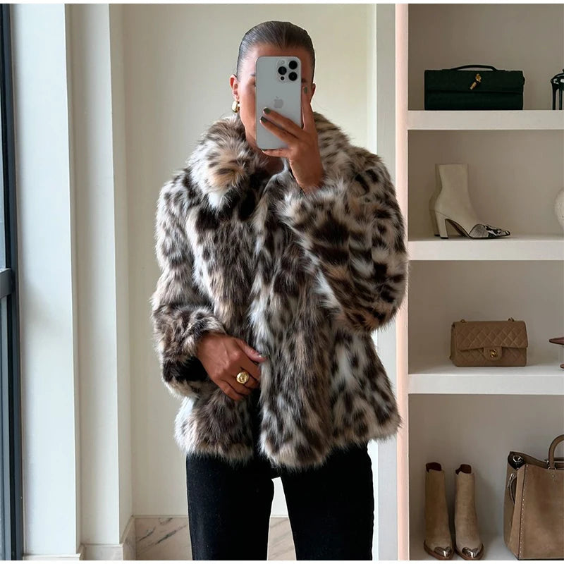 Manteau léopard femme chaud stylé