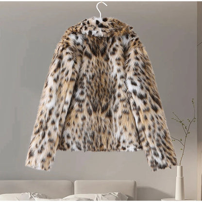 Manteau léopard femme chaud stylé