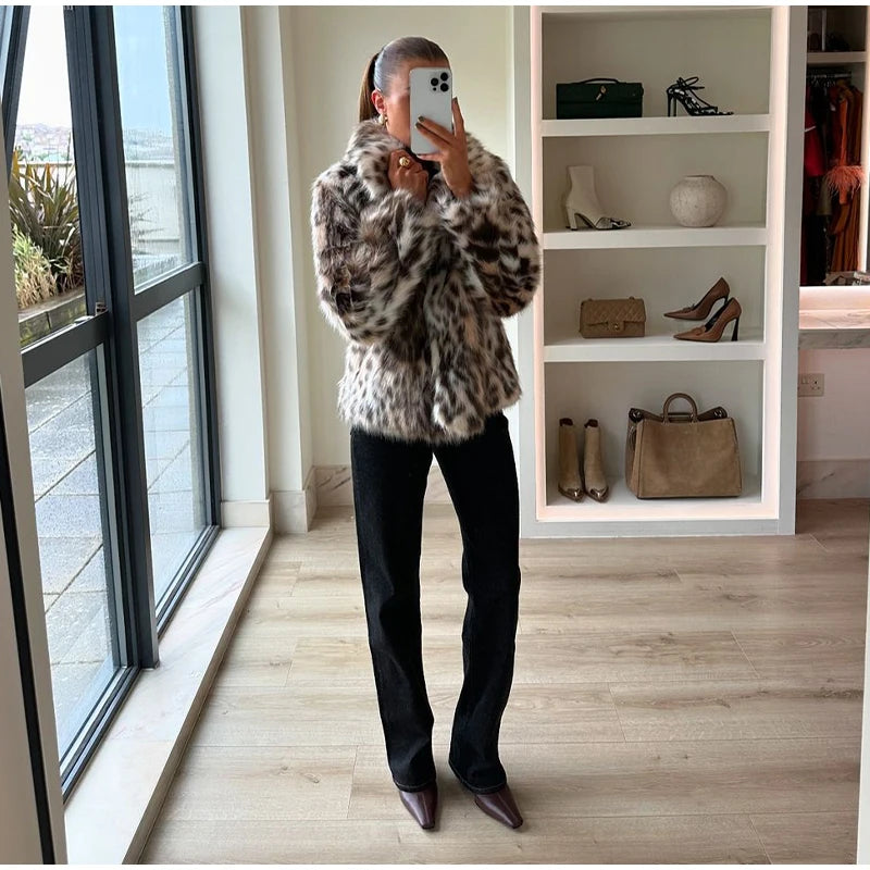 Manteau léopard femme chaud stylé