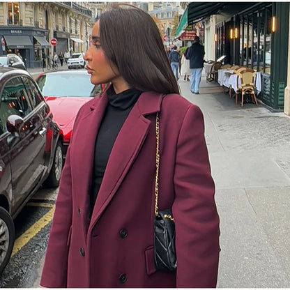 Manteau long en laine mélangée