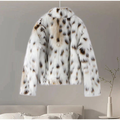 Manteau léopard femme chaud stylé