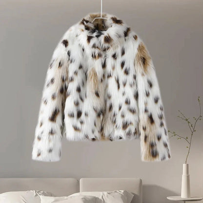 Manteau léopard femme chaud stylé