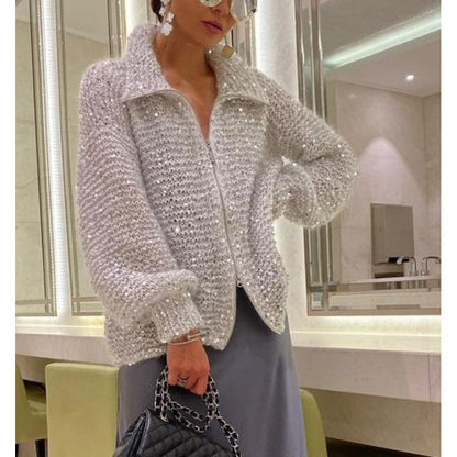 Manteau en tricot de conception de paillettes